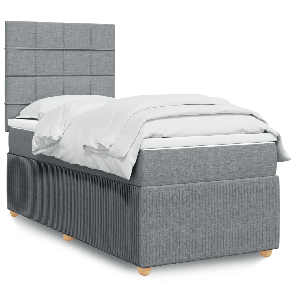 Boxspring met matras stof lichtgrijs 90x200 cm is nu te koop bij PeponiXL, paradijselijk wonen!