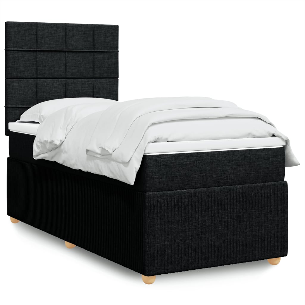 Boxspring met matras stof zwart 90x200 cm is nu te koop bij PeponiXL, paradijselijk wonen!