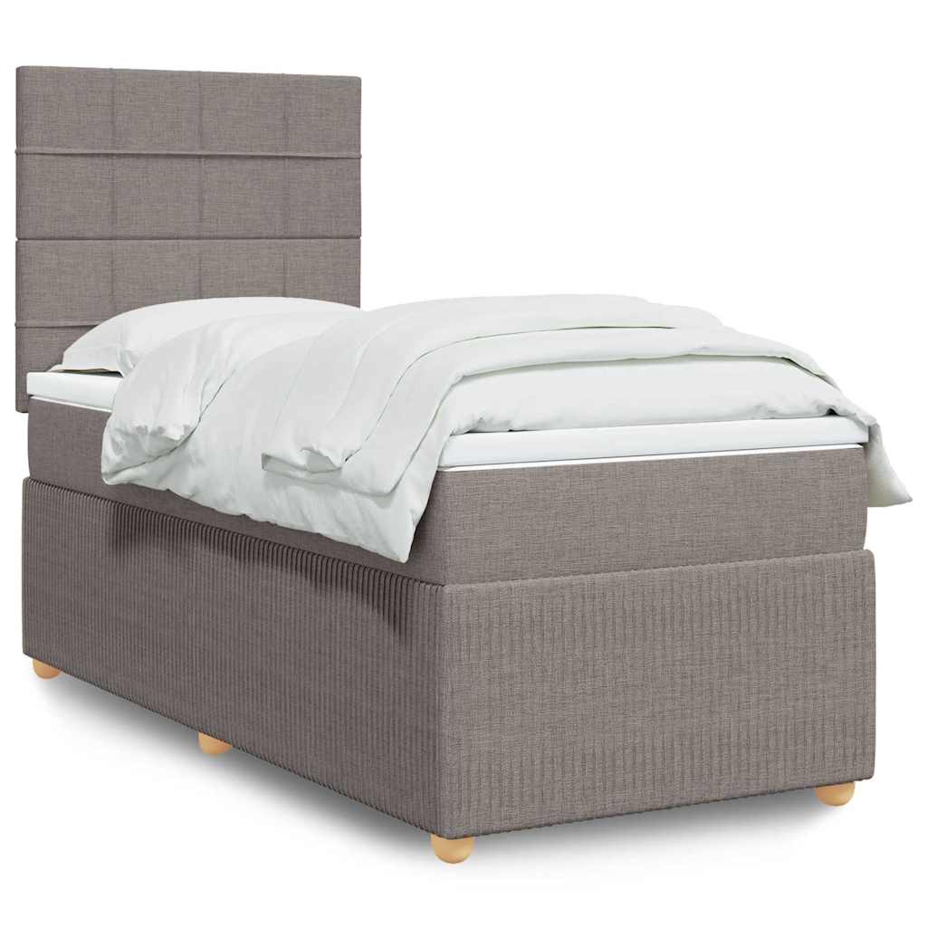 Boxspring met matras stof taupe 90x200 cm is nu te koop bij PeponiXL, paradijselijk wonen!