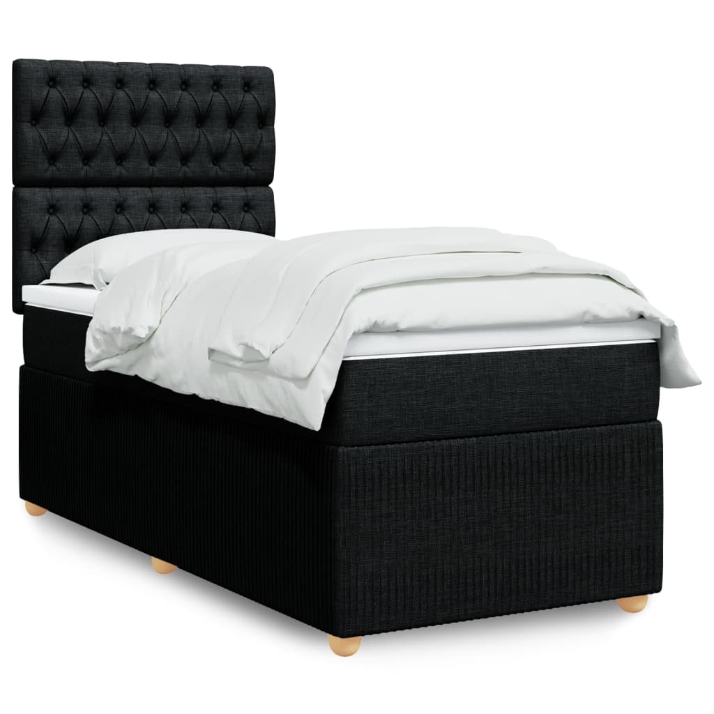 Boxspring met matras stof zwart 90x200 cm is nu te koop bij PeponiXL, paradijselijk wonen!