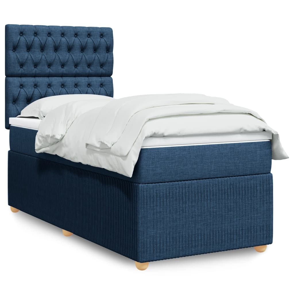 Boxspring met matras stof blauw 90x200 cm is nu te koop bij PeponiXL, paradijselijk wonen!