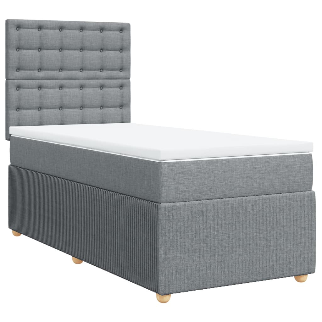 Boxspring met matras stof lichtgrijs 90x200 cm is nu te koop bij PeponiXL, paradijselijk wonen!
