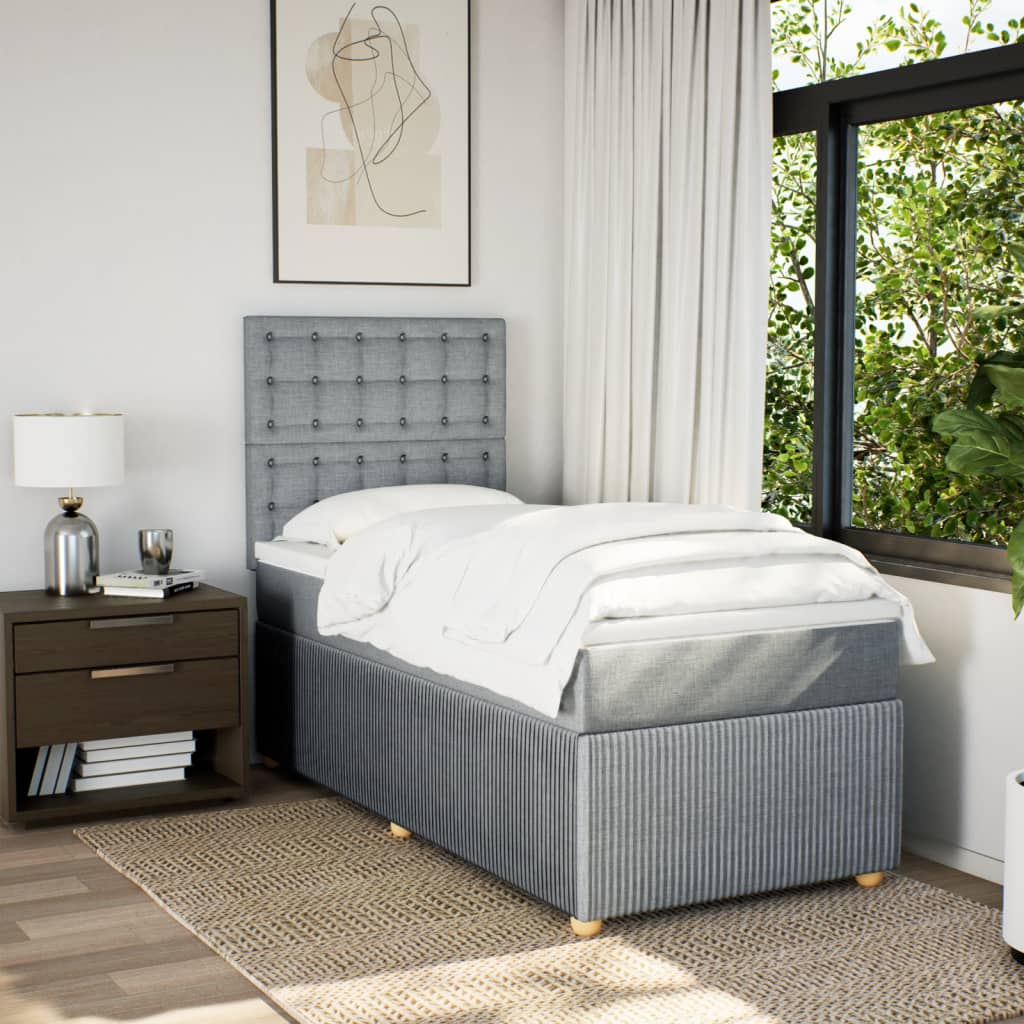 Boxspring met matras stof lichtgrijs 90x200 cm is nu te koop bij PeponiXL, paradijselijk wonen!