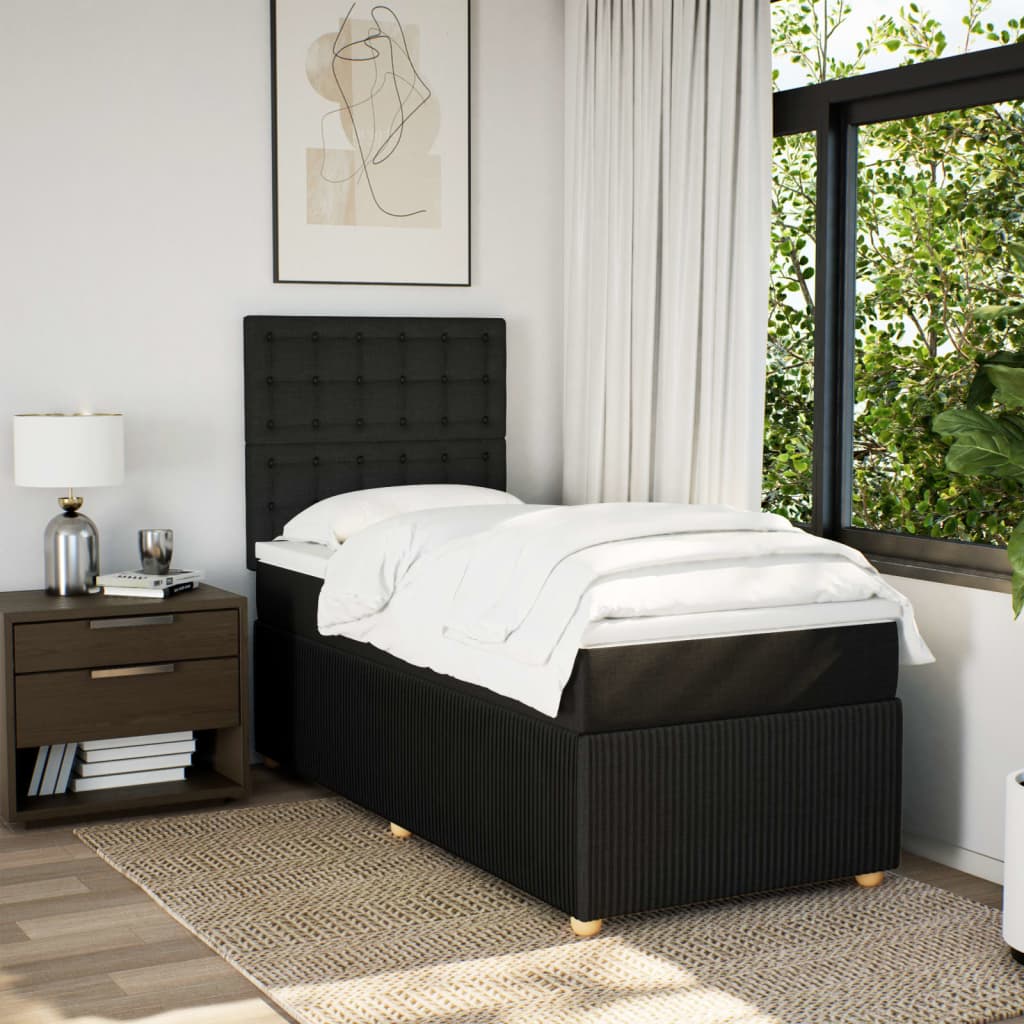 Boxspring met matras stof zwart 90x200 cm is nu te koop bij PeponiXL, paradijselijk wonen!