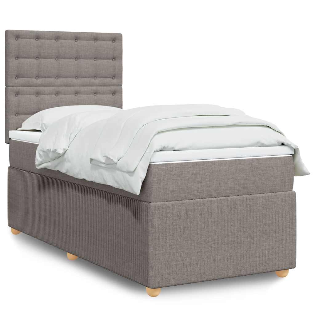 Boxspring met matras stof taupe 90x200 cm is nu te koop bij PeponiXL, paradijselijk wonen!