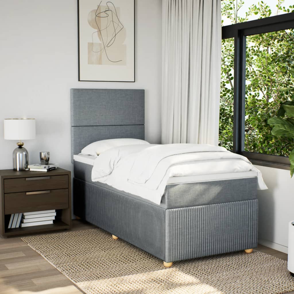 Boxspring met matras stof lichtgrijs 100x200 cm is nu te koop bij PeponiXL, paradijselijk wonen!
