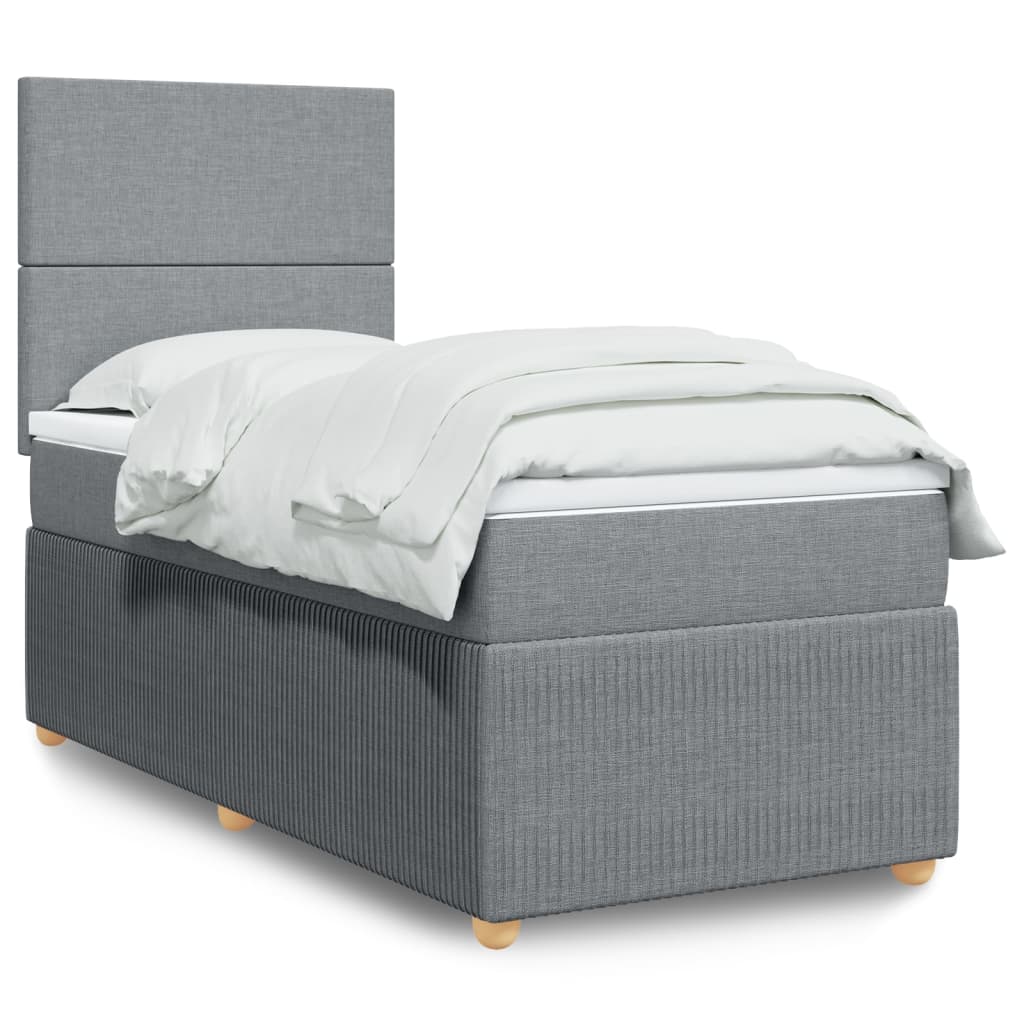 Boxspring met matras stof lichtgrijs 100x200 cm is nu te koop bij PeponiXL, paradijselijk wonen!