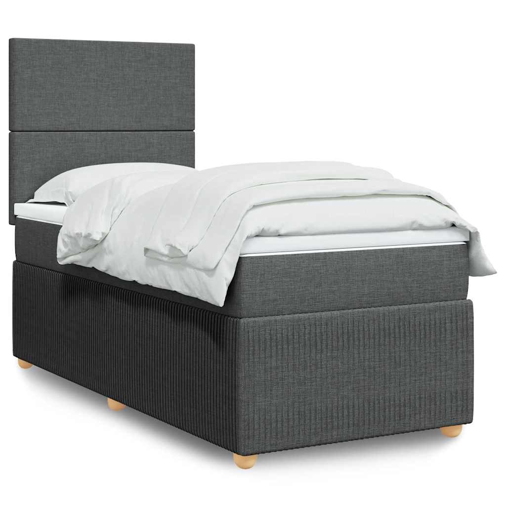 Boxspring met matras stof donkergrijs 100x200 cm is nu te koop bij PeponiXL, paradijselijk wonen!