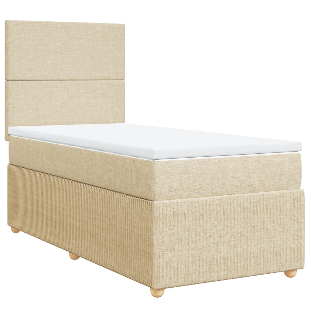 Boxspring met matras stof crèmekleurig 100x200 cm is nu te koop bij PeponiXL, paradijselijk wonen!