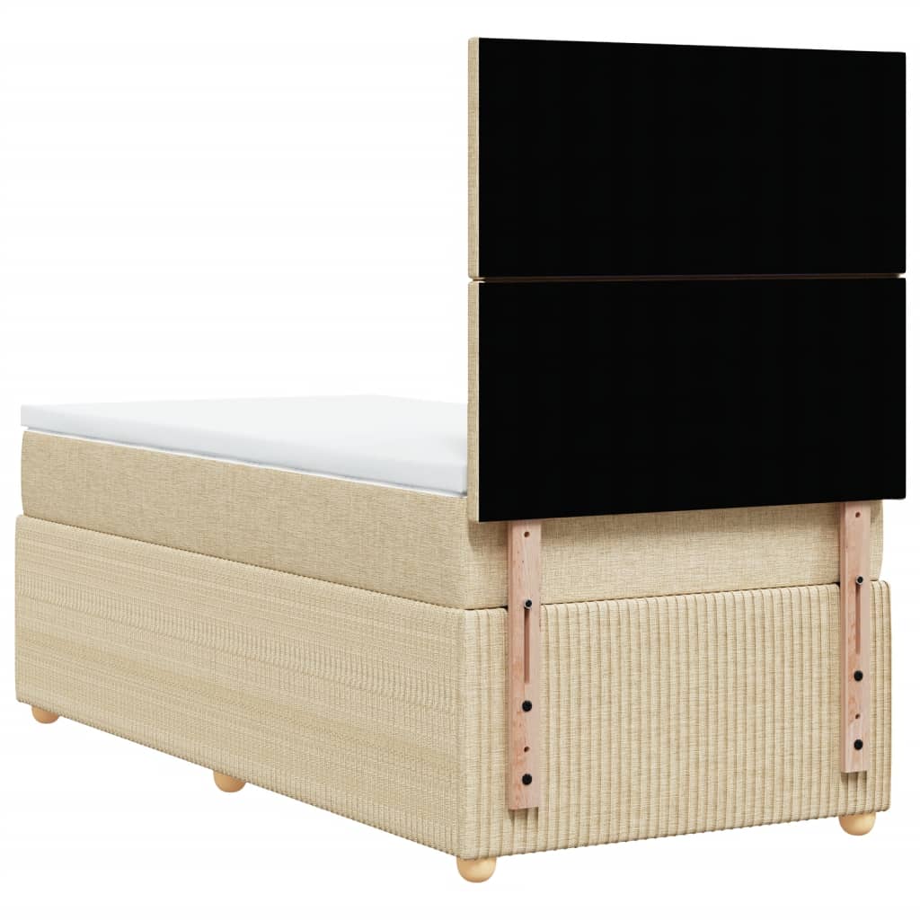 Boxspring met matras stof crèmekleurig 100x200 cm is nu te koop bij PeponiXL, paradijselijk wonen!