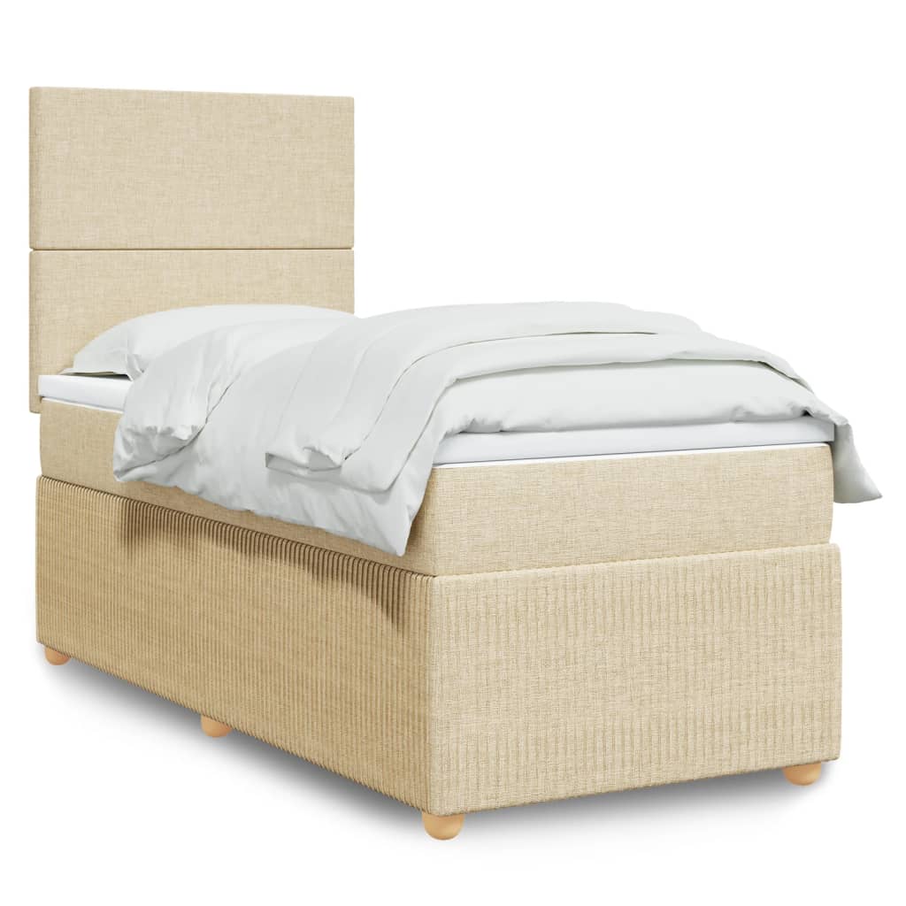 Boxspring met matras stof crèmekleurig 100x200 cm is nu te koop bij PeponiXL, paradijselijk wonen!