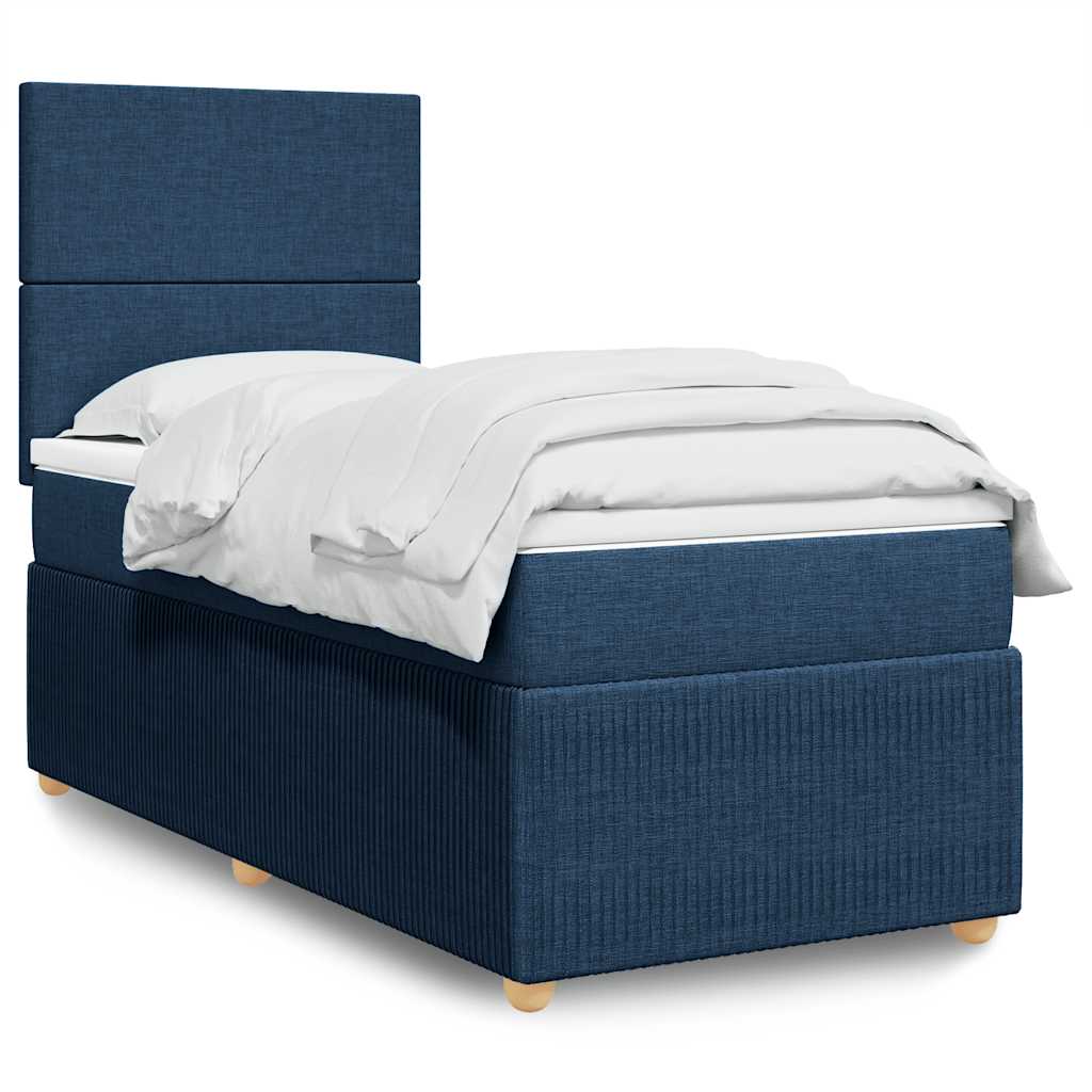 Boxspring met matras stof blauw 100x200 cm is nu te koop bij PeponiXL, paradijselijk wonen!