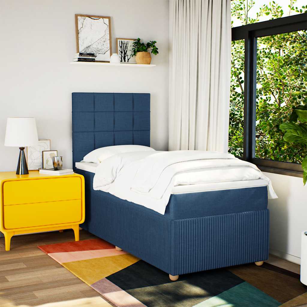 Boxspring met matras stof blauw 100x200 cm is nu te koop bij PeponiXL, paradijselijk wonen!