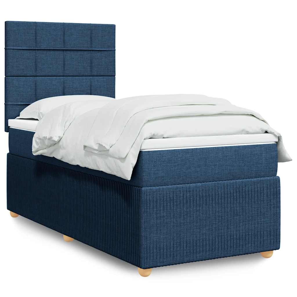 Boxspring met matras stof blauw 100x200 cm is nu te koop bij PeponiXL, paradijselijk wonen!