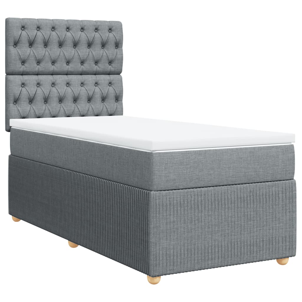 Boxspring met matras stof lichtgrijs 100x200 cm is nu te koop bij PeponiXL, paradijselijk wonen!