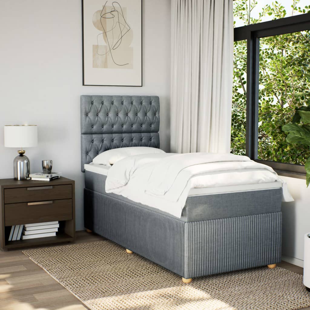 Boxspring met matras stof lichtgrijs 100x200 cm is nu te koop bij PeponiXL, paradijselijk wonen!