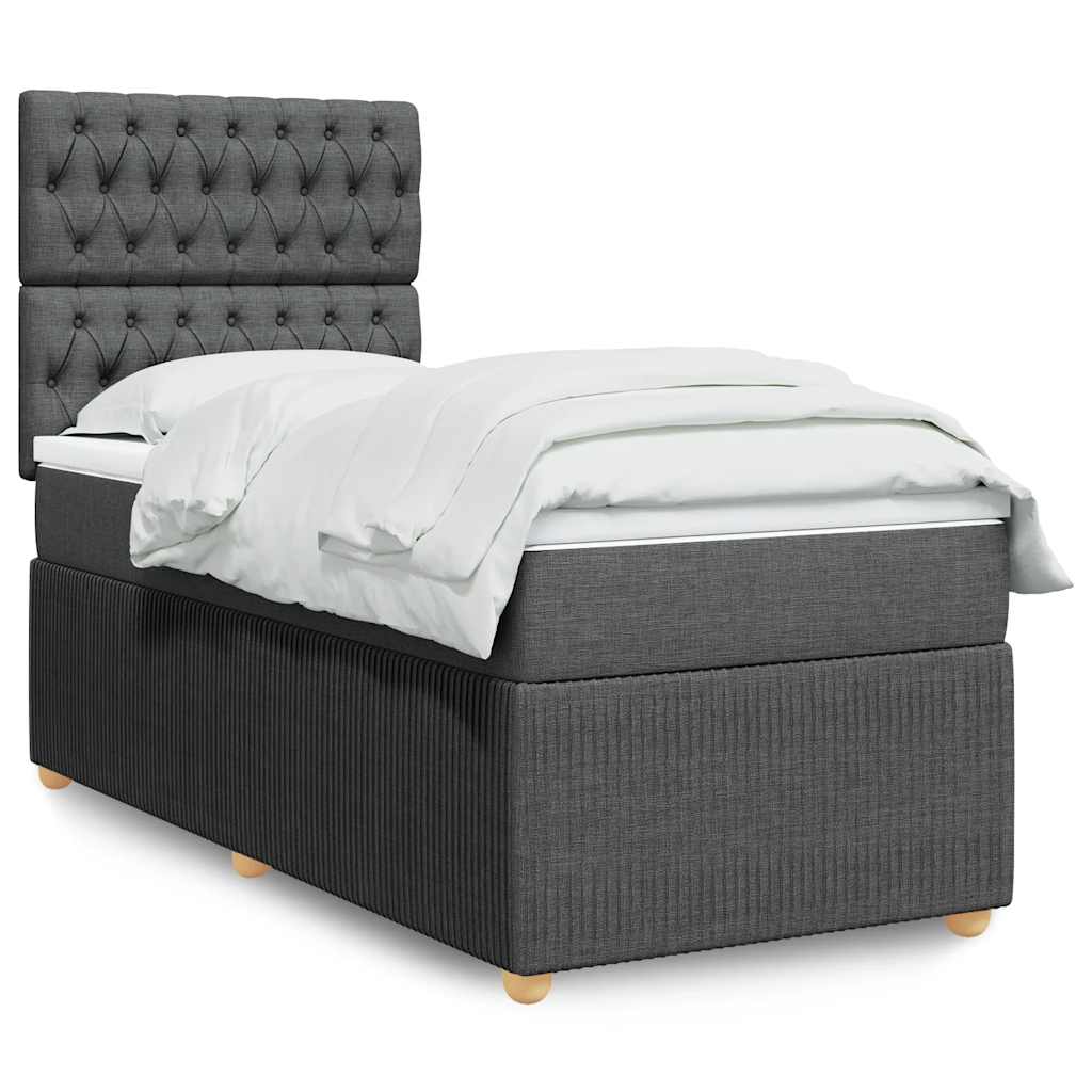 Boxspring met matras stof donkergrijs 100x200 cm is nu te koop bij PeponiXL, paradijselijk wonen!