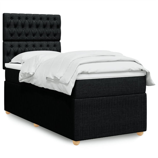 Boxspring met matras stof zwart 100x200 cm is nu te koop bij PeponiXL, paradijselijk wonen!