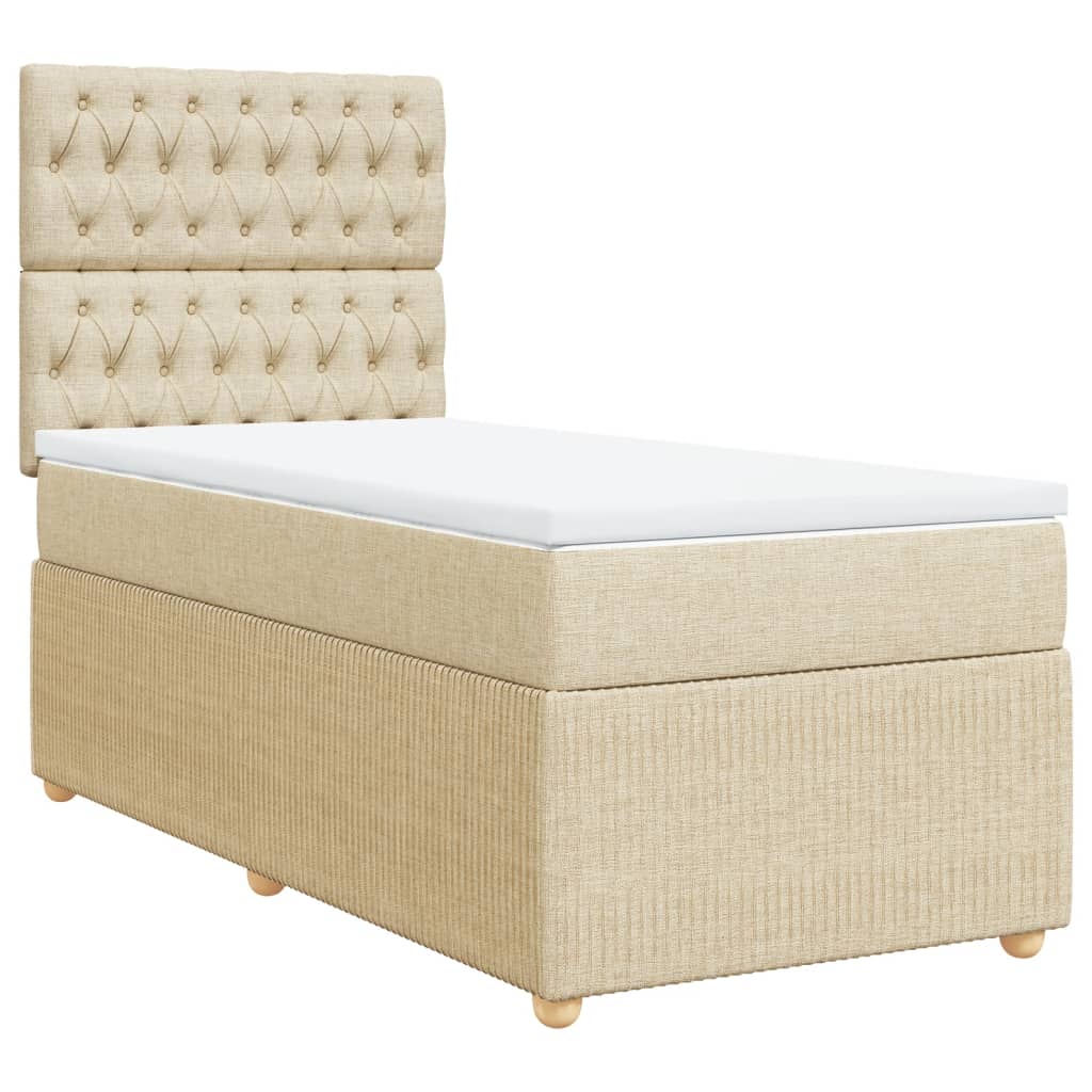 Boxspring met matras stof crèmekleurig 100x200 cm is nu te koop bij PeponiXL, paradijselijk wonen!