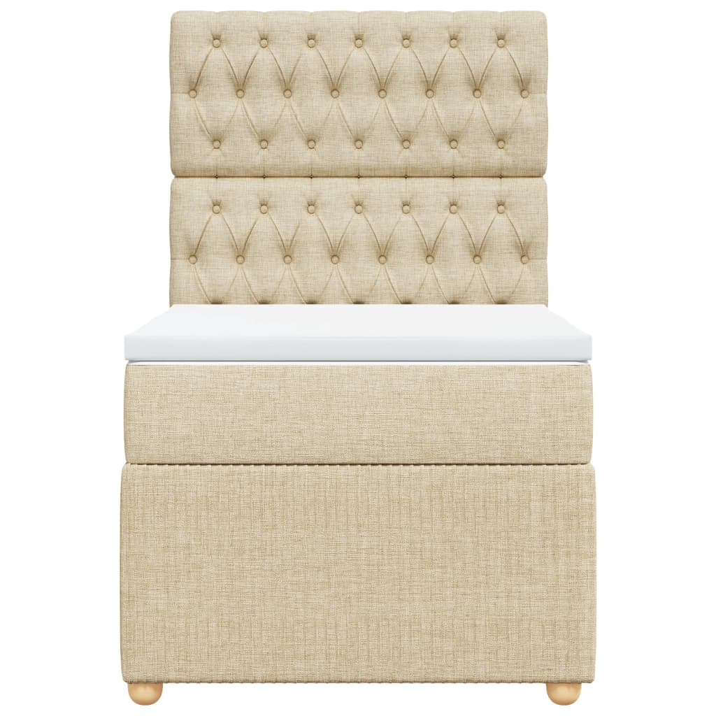 Boxspring met matras stof crèmekleurig 100x200 cm is nu te koop bij PeponiXL, paradijselijk wonen!
