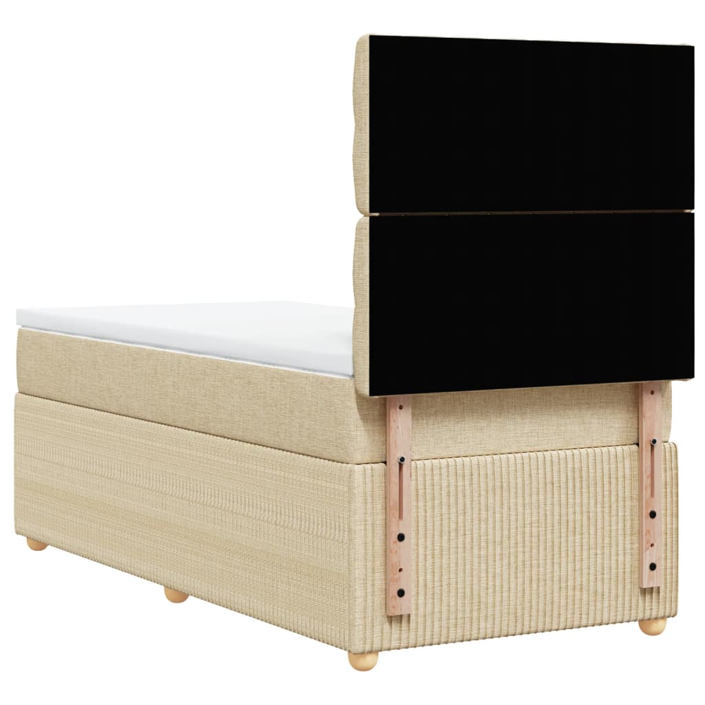 Boxspring met matras stof crèmekleurig 100x200 cm is nu te koop bij PeponiXL, paradijselijk wonen!