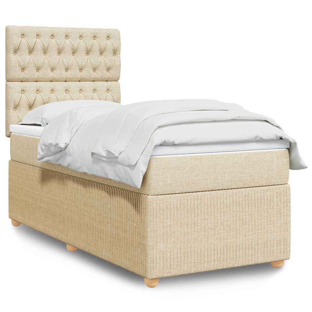Boxspring met matras stof crèmekleurig 100x200 cm is nu te koop bij PeponiXL, paradijselijk wonen!