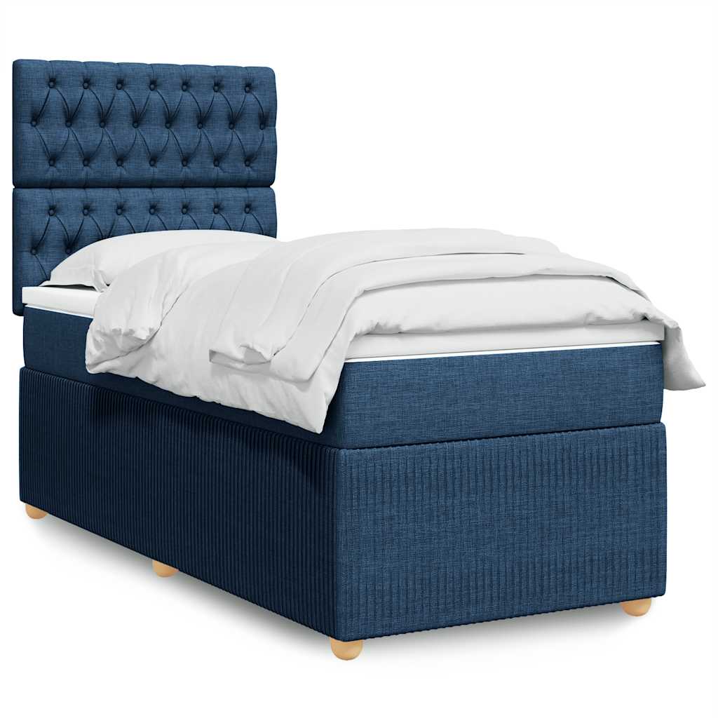 Boxspring met matras stof blauw 100x200 cm is nu te koop bij PeponiXL, paradijselijk wonen!