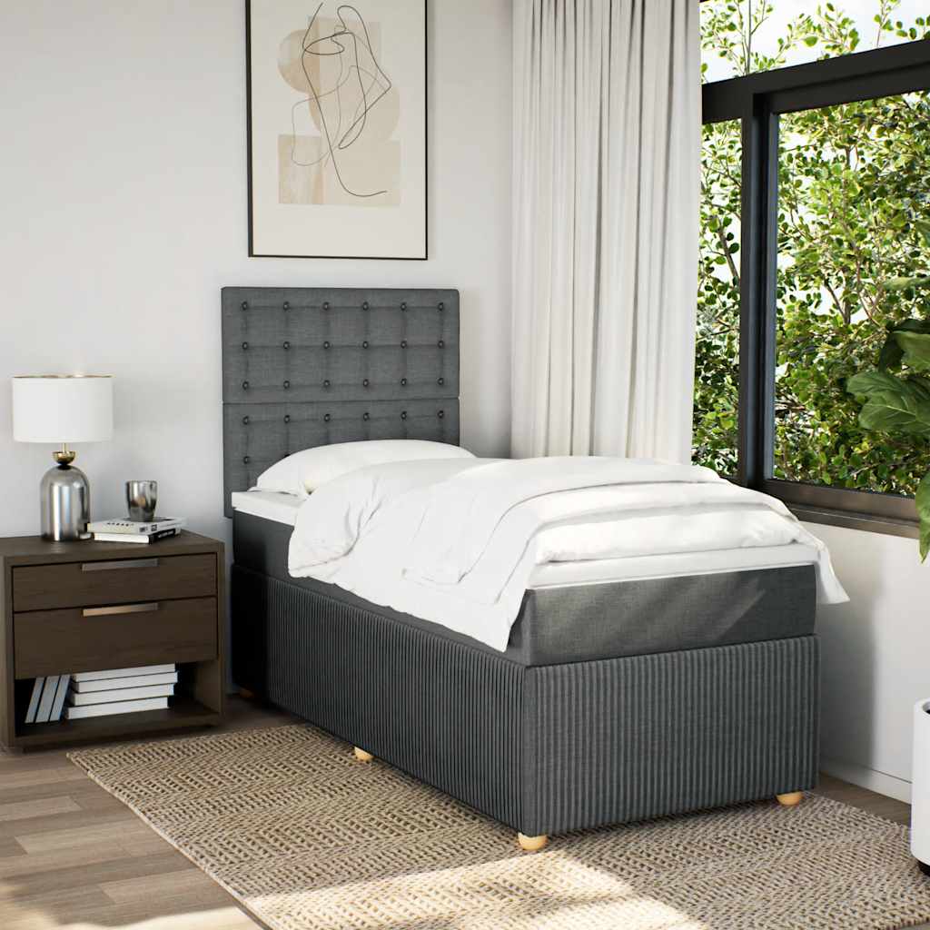 Boxspring met matras stof donkergrijs 100x200 cm is nu te koop bij PeponiXL, paradijselijk wonen!