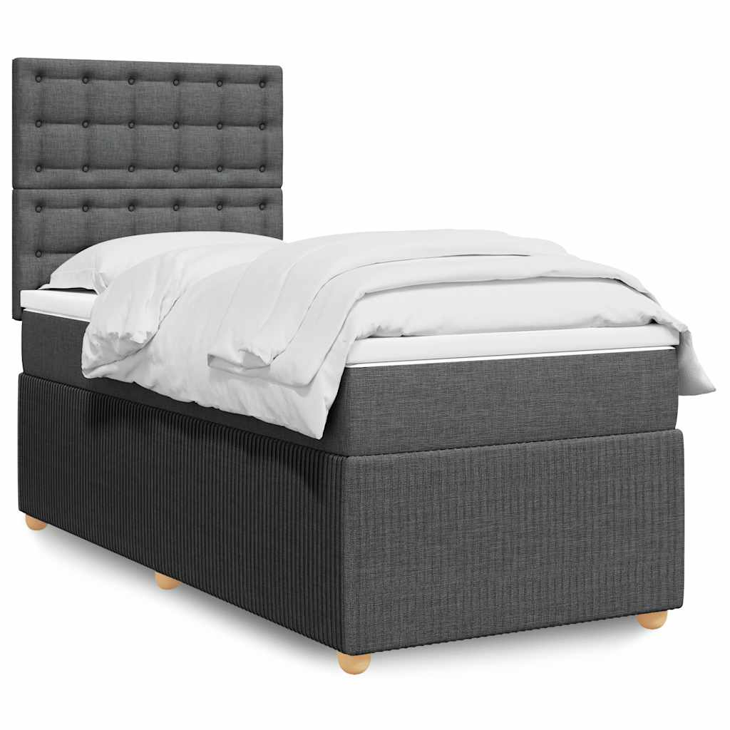 Boxspring met matras stof donkergrijs 100x200 cm is nu te koop bij PeponiXL, paradijselijk wonen!