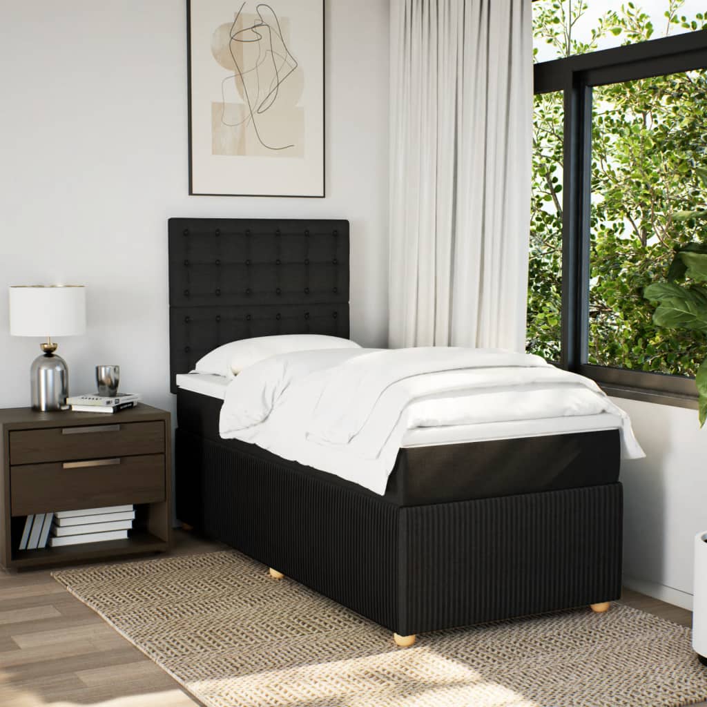 Boxspring met matras stof zwart 100x200 cm is nu te koop bij PeponiXL, paradijselijk wonen!