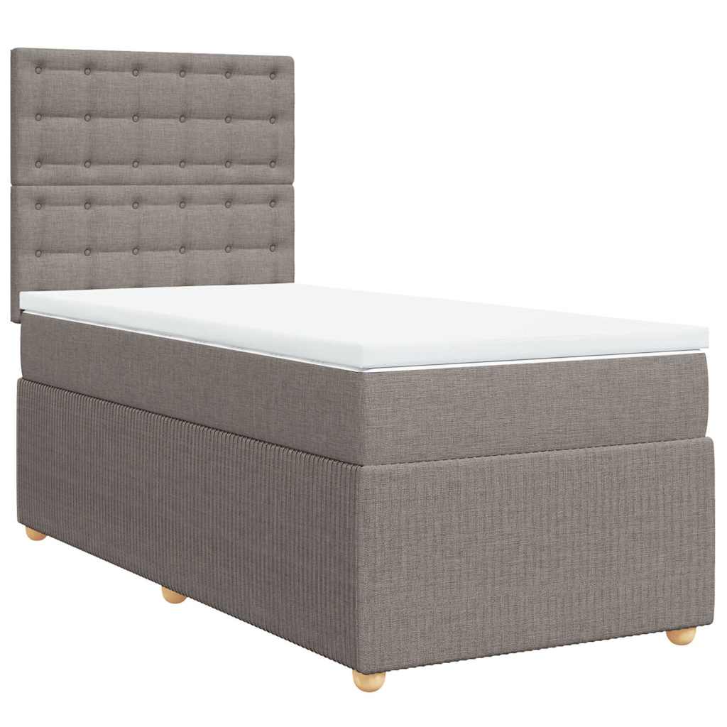 Boxspring met matras stof taupe 100x200 cm is nu te koop bij PeponiXL, paradijselijk wonen!