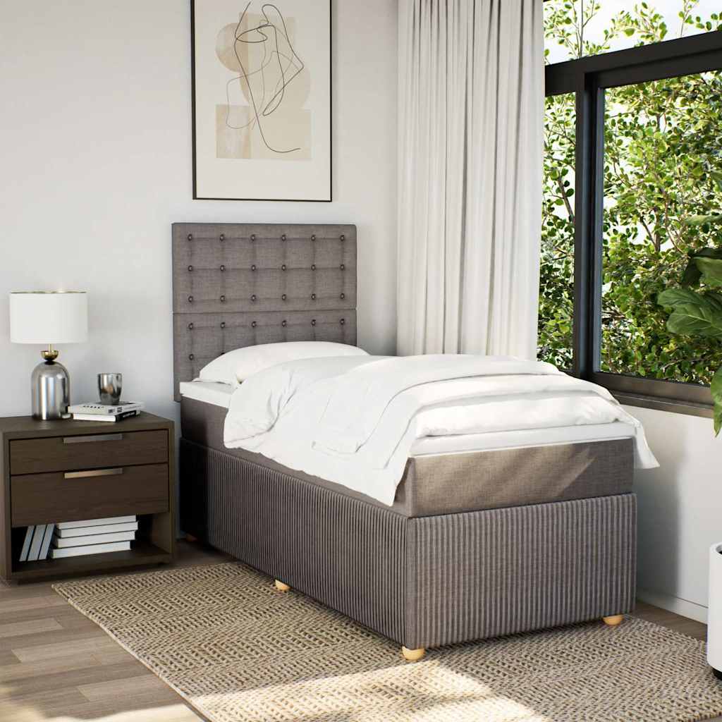 Boxspring met matras stof taupe 100x200 cm is nu te koop bij PeponiXL, paradijselijk wonen!