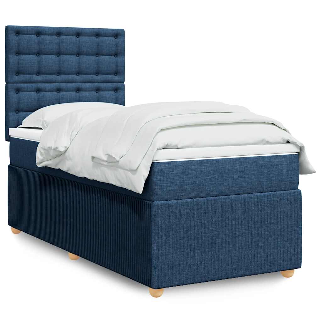 Boxspring met matras stof blauw 100x200 cm is nu te koop bij PeponiXL, paradijselijk wonen!