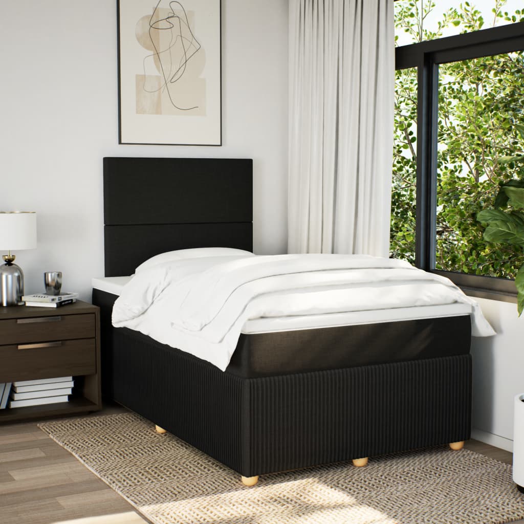 Boxspring met matras stof zwart 120x190 cm is nu te koop bij PeponiXL, paradijselijk wonen!