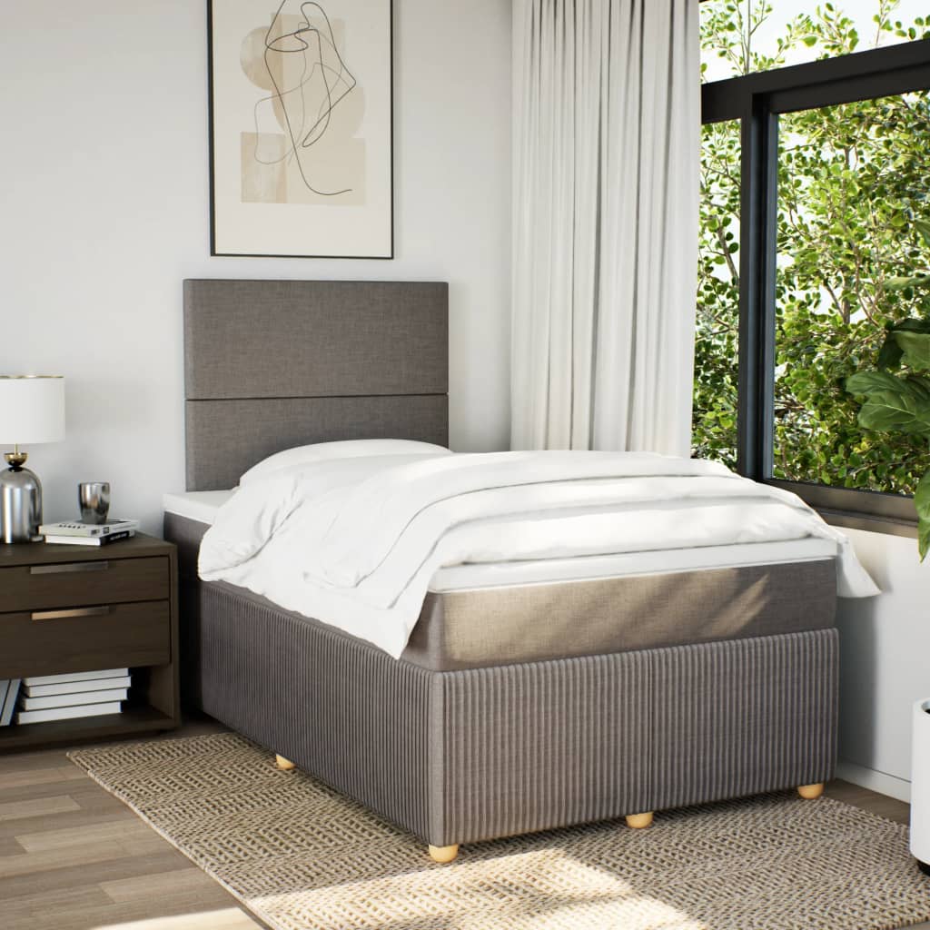 Boxspring met matras stof taupe 120x190 cm is nu te koop bij PeponiXL, paradijselijk wonen!