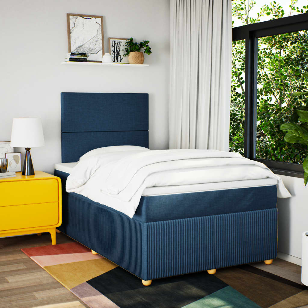 Boxspring met matras stof blauw 120x190 cm is nu te koop bij PeponiXL, paradijselijk wonen!