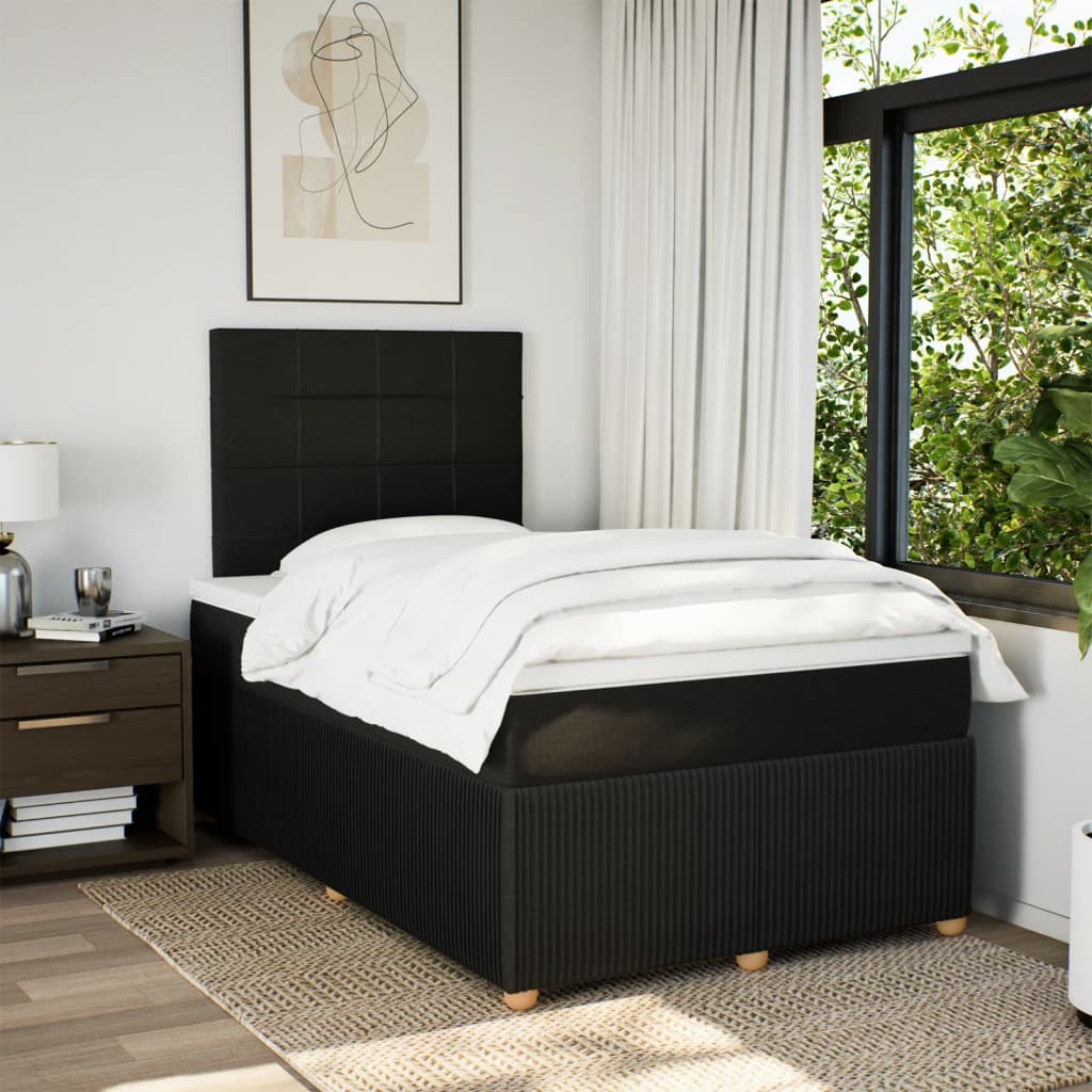 Boxspring met matras stof zwart 120x190 cm is nu te koop bij PeponiXL, paradijselijk wonen!