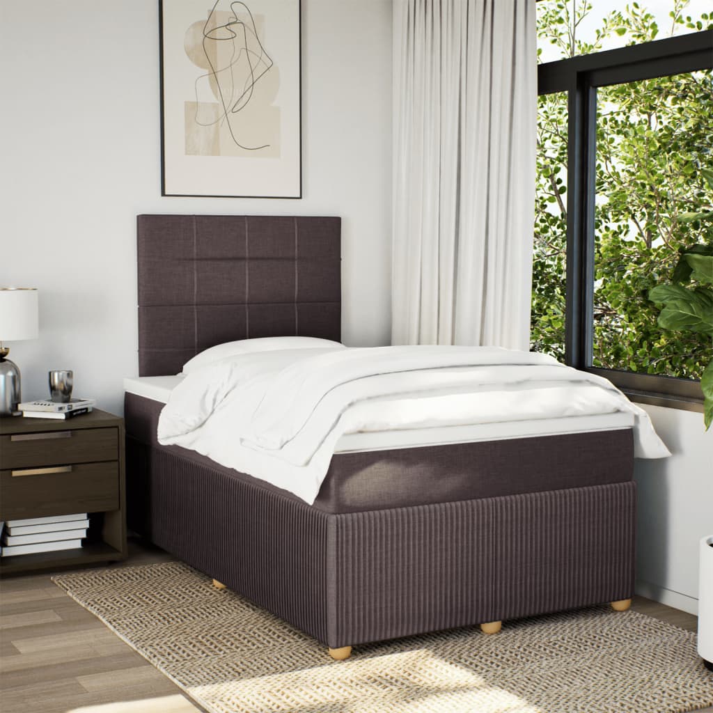 Boxspring met matras stof donkerbruin 120x190 cm is nu te koop bij PeponiXL, paradijselijk wonen!