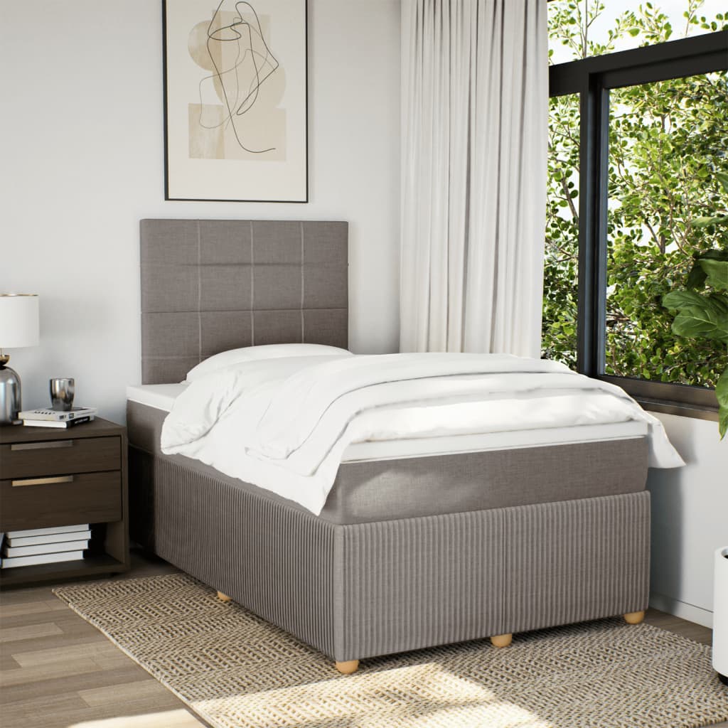 Boxspring met matras stof taupe 120x190 cm is nu te koop bij PeponiXL, paradijselijk wonen!