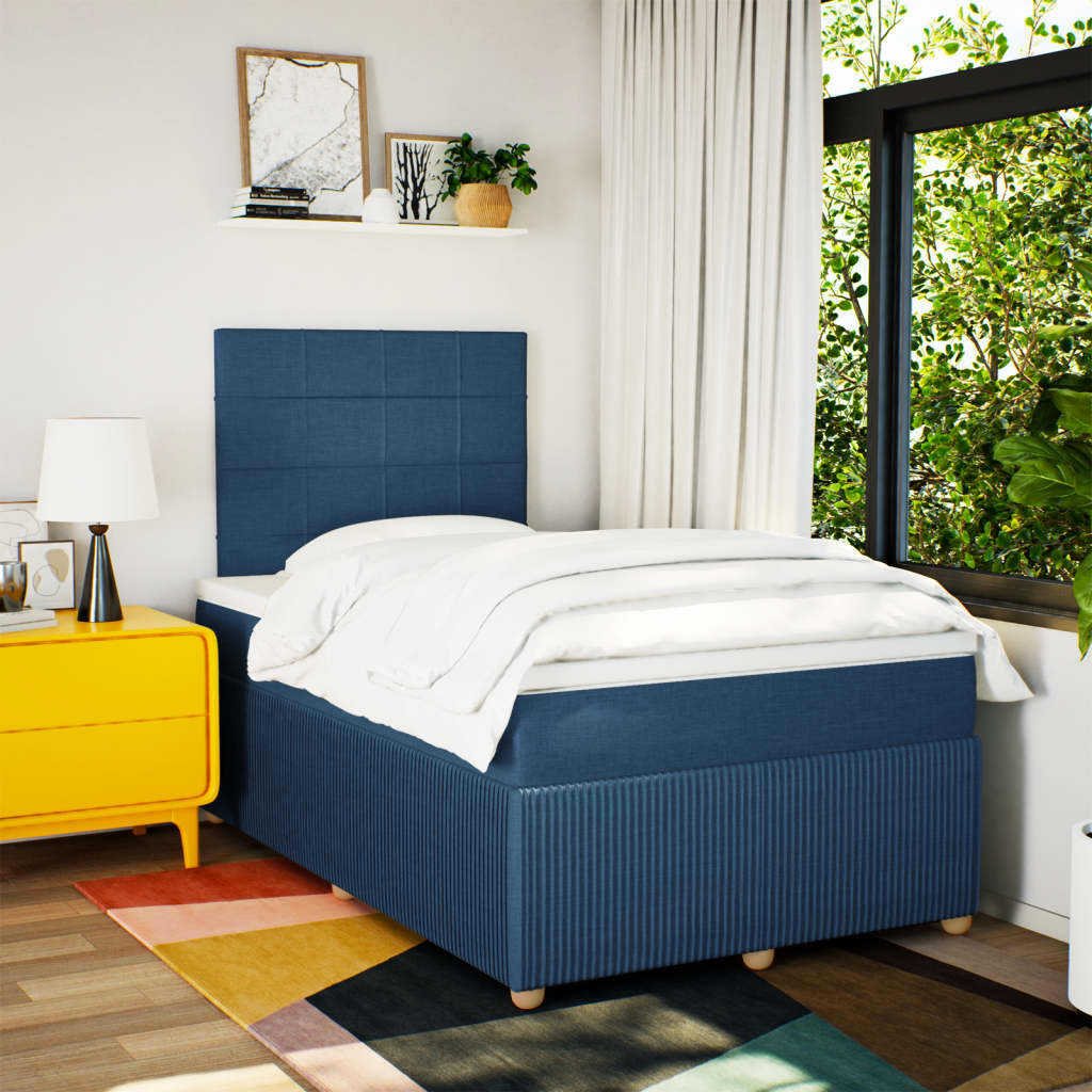 Boxspring met matras stof blauw 120x190 cm is nu te koop bij PeponiXL, paradijselijk wonen!