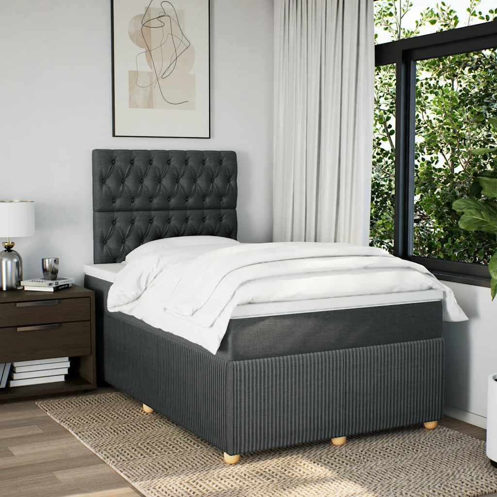 Boxspring met matras stof donkergrijs 120x190 cm is nu te koop bij PeponiXL, paradijselijk wonen!