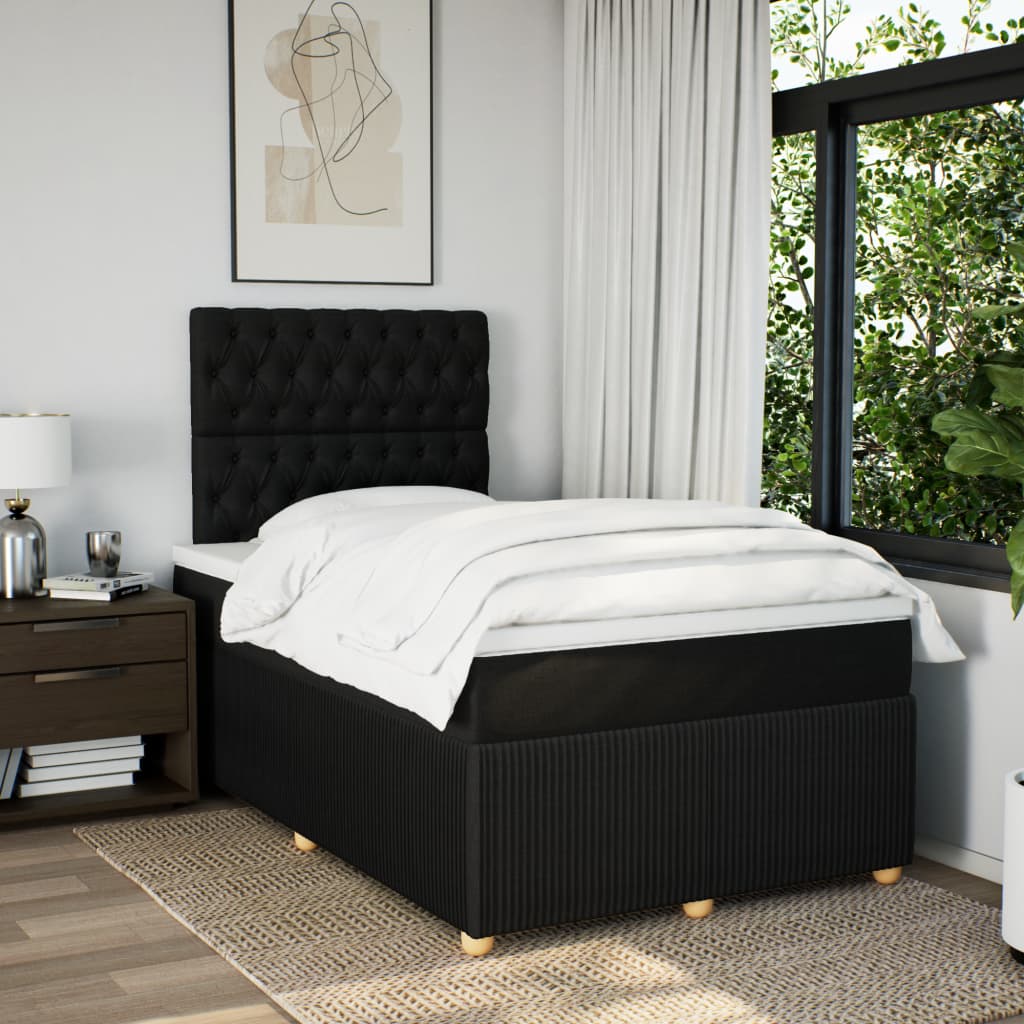 Boxspring met matras stof zwart 120x190 cm is nu te koop bij PeponiXL, paradijselijk wonen!