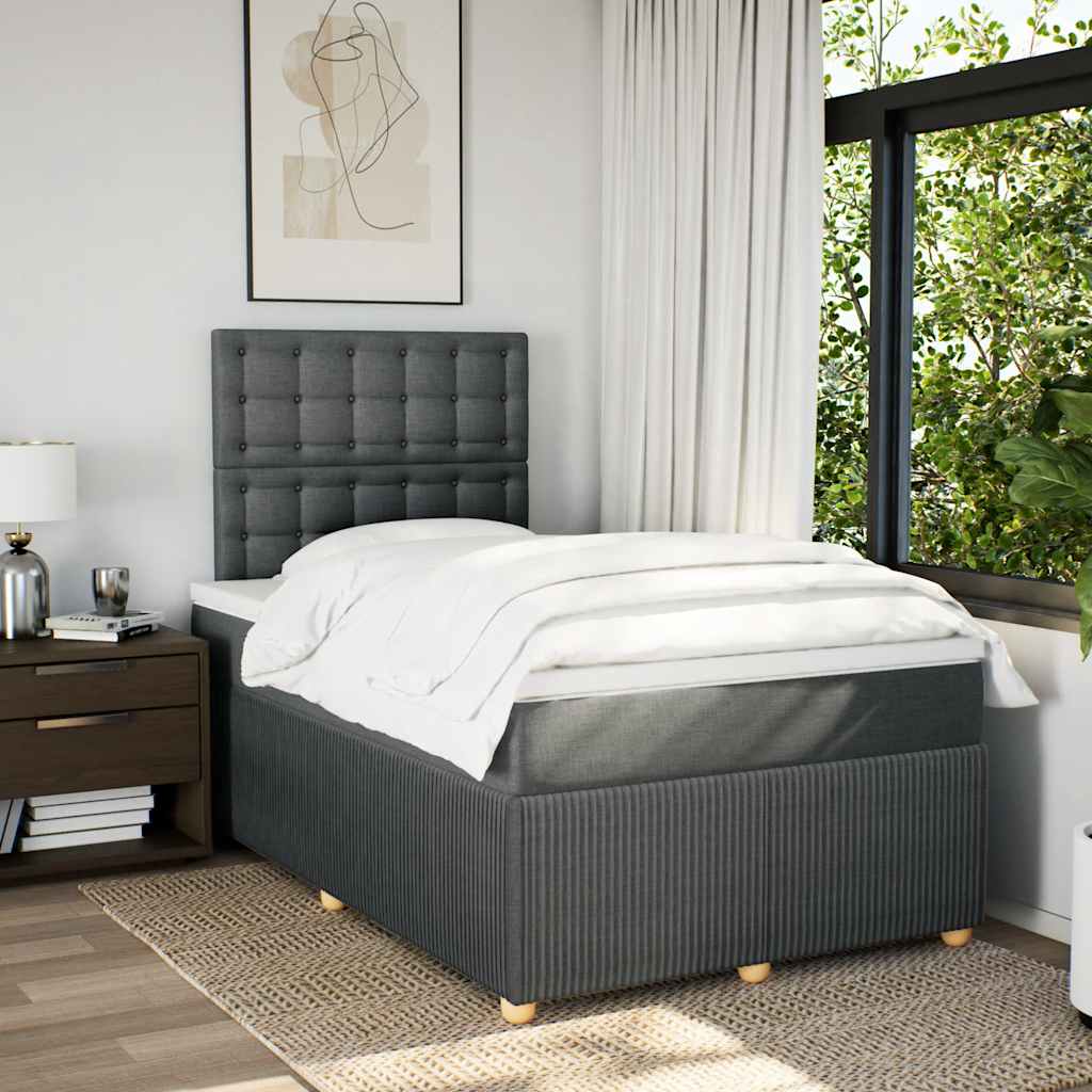 Boxspring met matras stof donkergrijs 120x190 cm is nu te koop bij PeponiXL, paradijselijk wonen!
