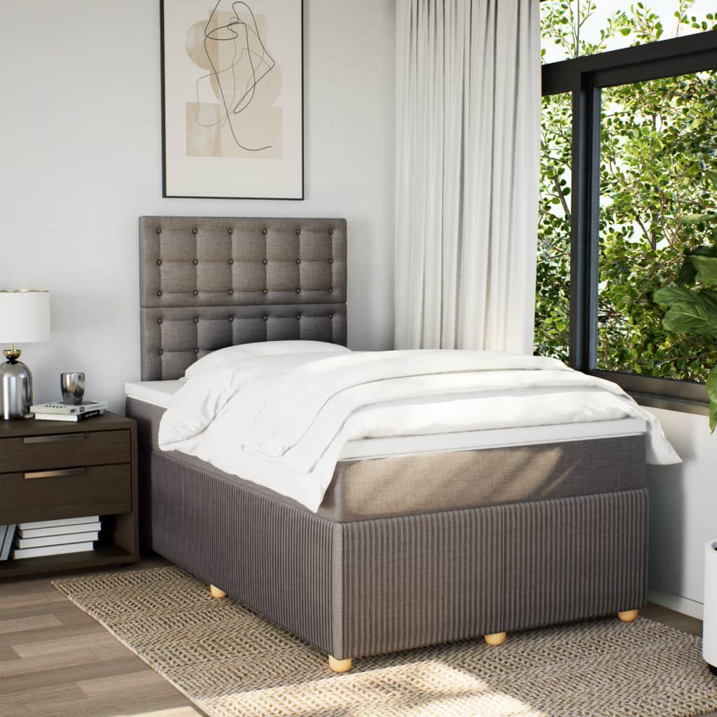 Boxspring met matras stof taupe 120x190 cm is nu te koop bij PeponiXL, paradijselijk wonen!