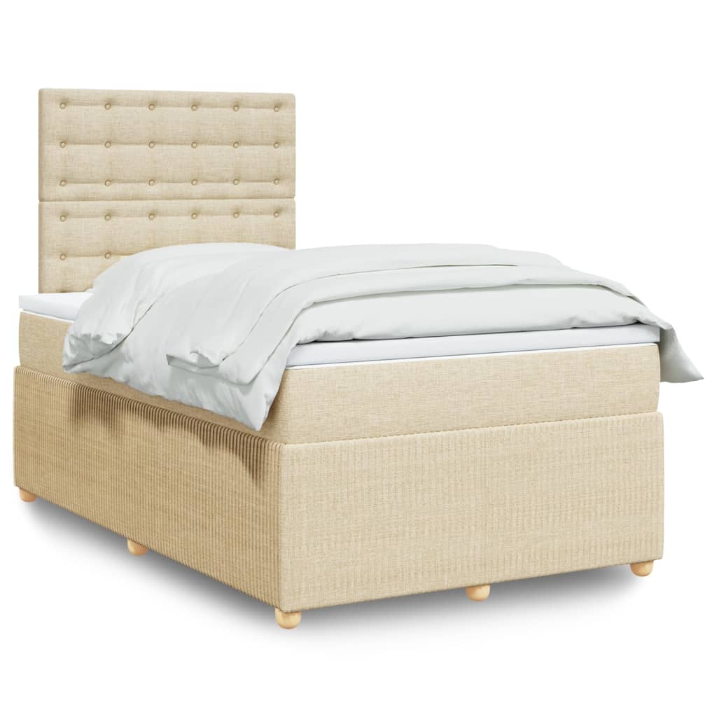 Boxspring met matras stof crèmekleurig 120x190 cm is nu te koop bij PeponiXL, paradijselijk wonen!
