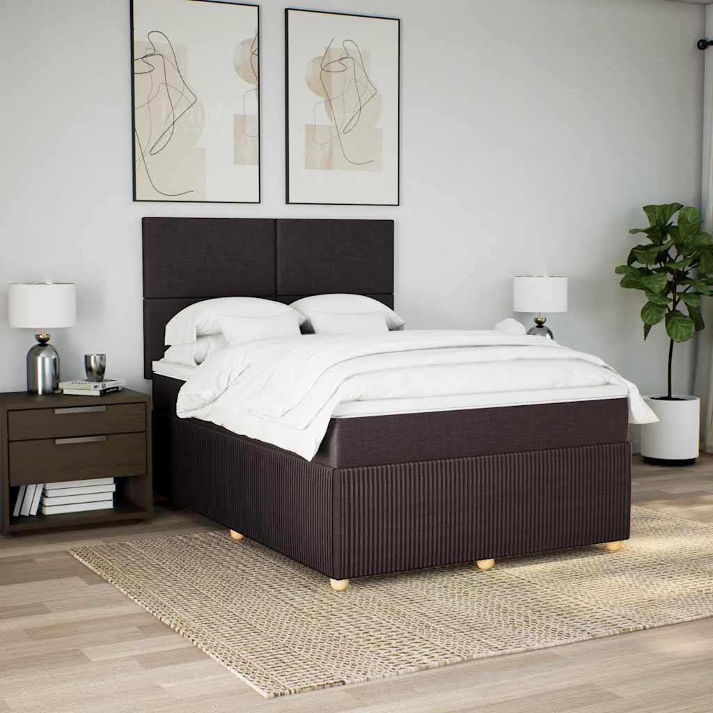 Boxspring met matras stof donkerbruin 140x190 cm is nu te koop bij PeponiXL, paradijselijk wonen!