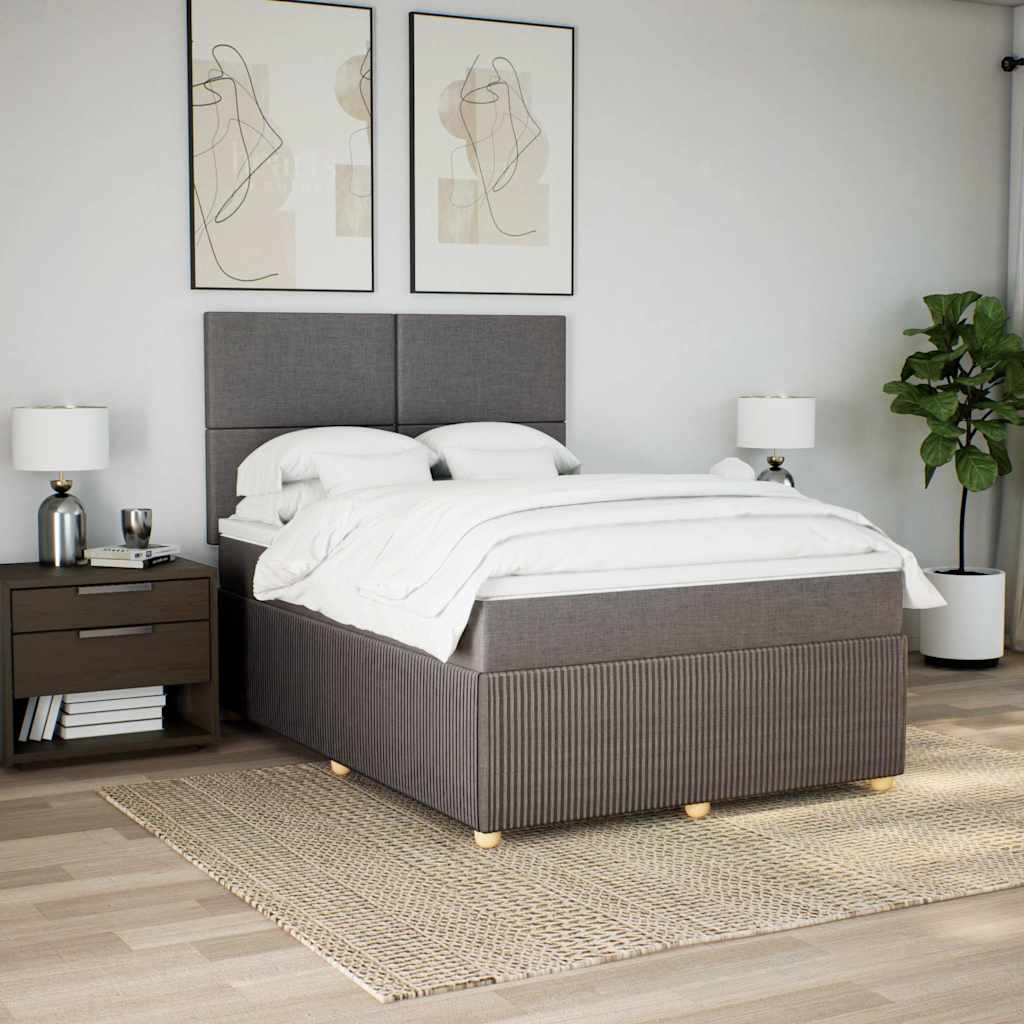 Boxspring met matras stof taupe 140x190 cm is nu te koop bij PeponiXL, paradijselijk wonen!