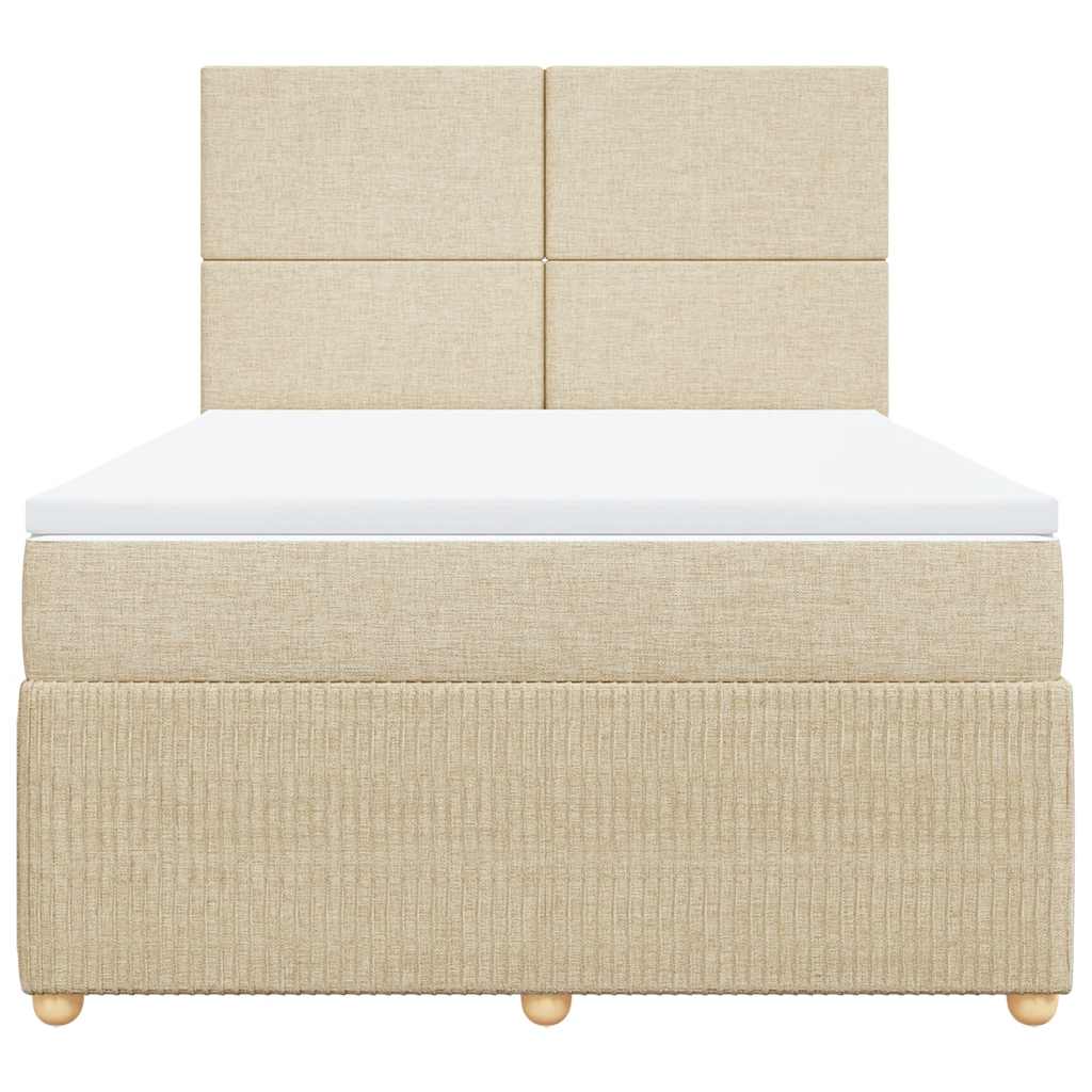 Boxspring met matras stof crèmekleurig 140x190 cm is nu te koop bij PeponiXL, paradijselijk wonen!
