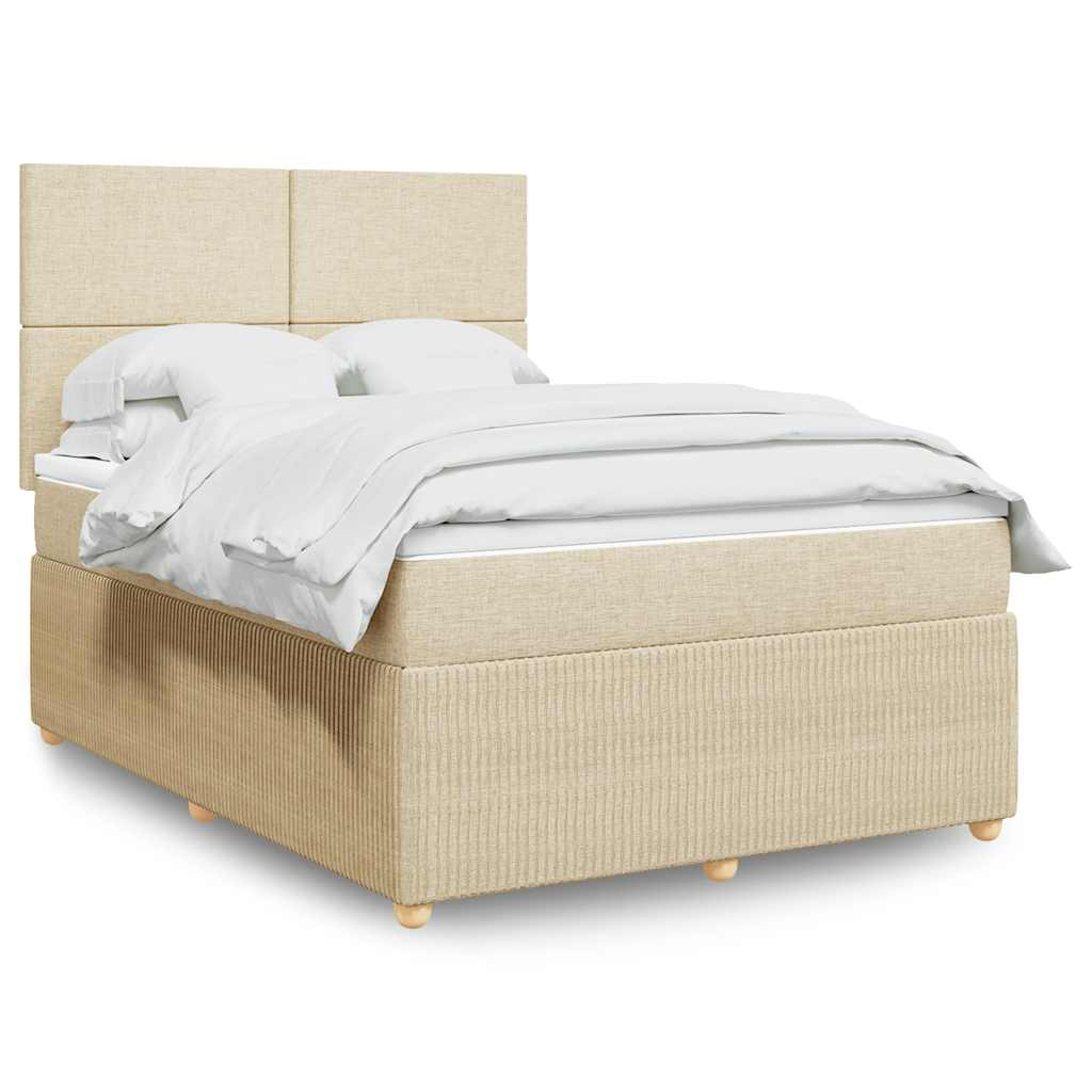 Boxspring met matras stof crèmekleurig 140x190 cm is nu te koop bij PeponiXL, paradijselijk wonen!