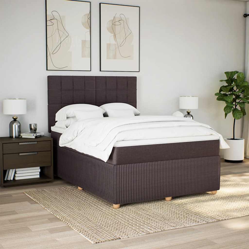 Boxspring met matras stof donkerbruin 140x190 cm is nu te koop bij PeponiXL, paradijselijk wonen!